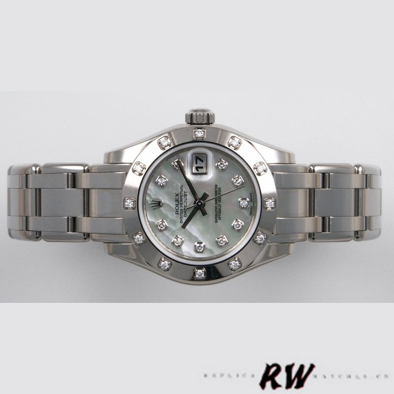 Rolex Pearlmaster 80319 MOP Diamond Dial 29MM Lady Replica Watch - Image 4
