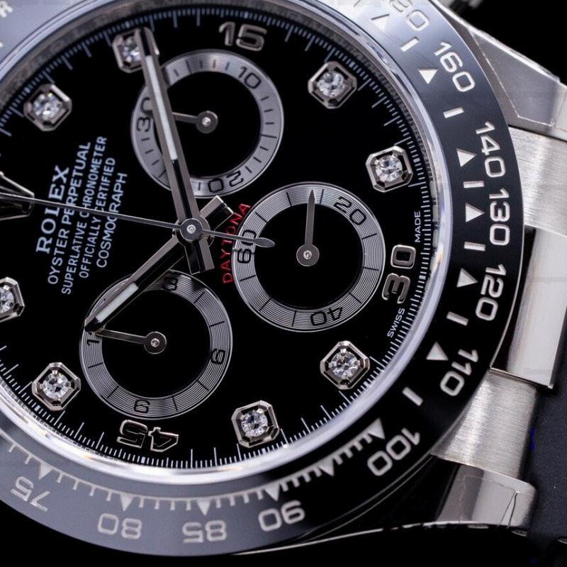 Rolex Daytona 116519 White Gold Automatic Black Dial Diamonds 40mm Mens Replica Watch - Image 15