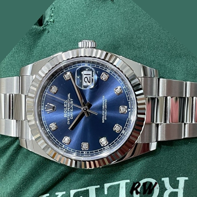 Rolex Datejust 126334 0015 Fluted Bezel Blue Diamond Dial 41MM Mens Replica Watch - Image 14