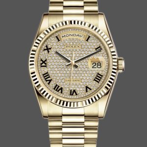 Rolex Day-Date 118238 Pave diamond dial 36mm Unisex Replica Watch
