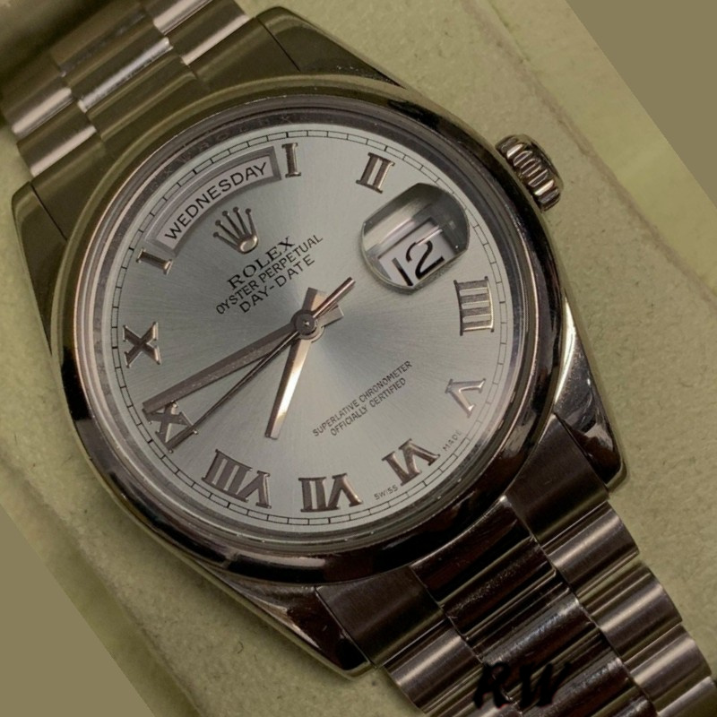 Rolex Day-Date 218206 Concentric Rhodium Grey Roman Numeral Dial Platinum 41MM Mens Replica Watch - Image 3