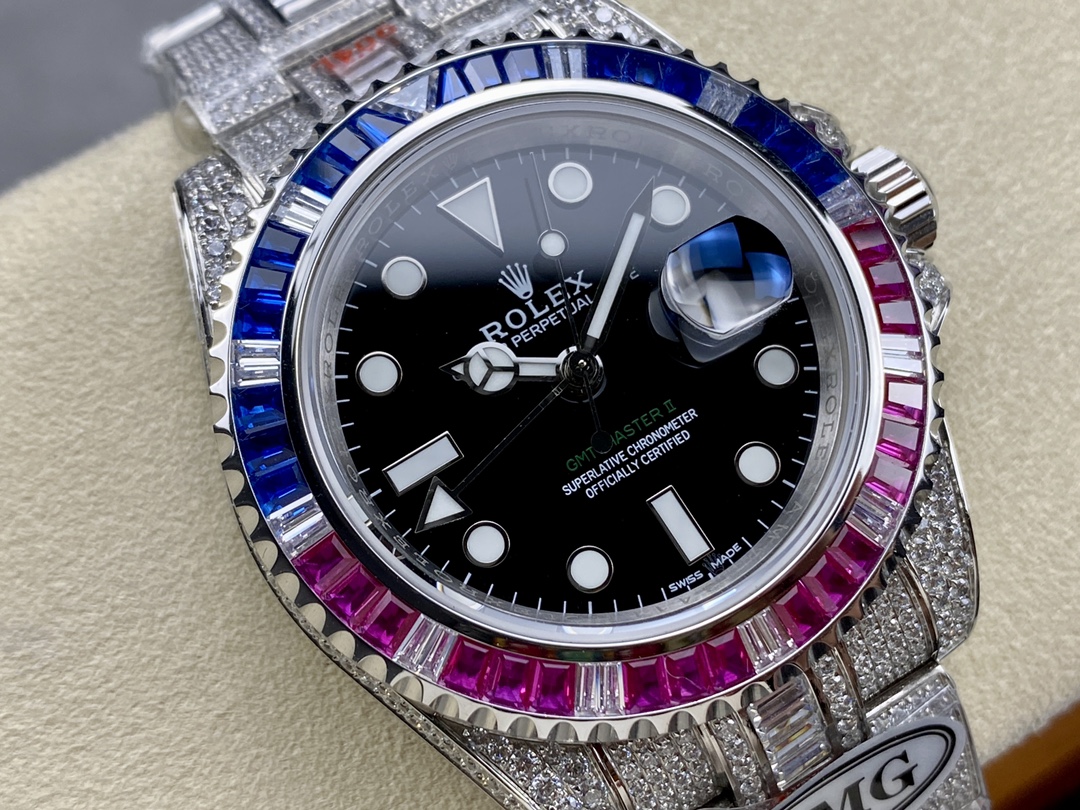 Rolex GMT Master AMG 126710BLRO 40mm With Dual Time & Sapphire Mirror Diamond Watch - Image 4