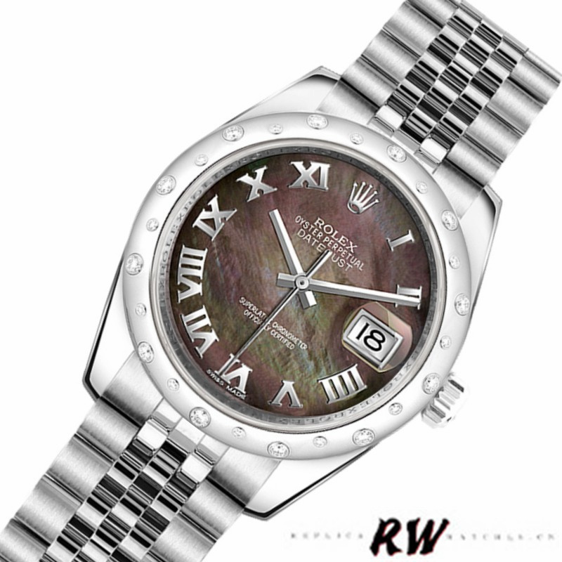 Rolex Datejust 178344 Black MOP Roman Dial 31MM Lady Replica Watch - Image 2