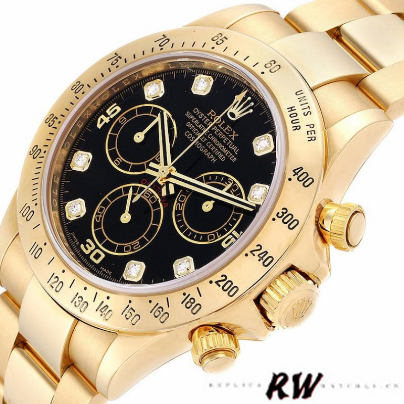 Rolex Cosmograph Daytona 116528 Black Diamond Dial 40MM Mens Replica Watch - Image 4