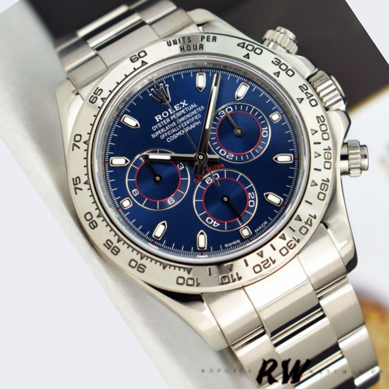Rolex Cosmograph Daytona 116509 Blue Index Dial 40MM Mens Replica Watch - Image 13