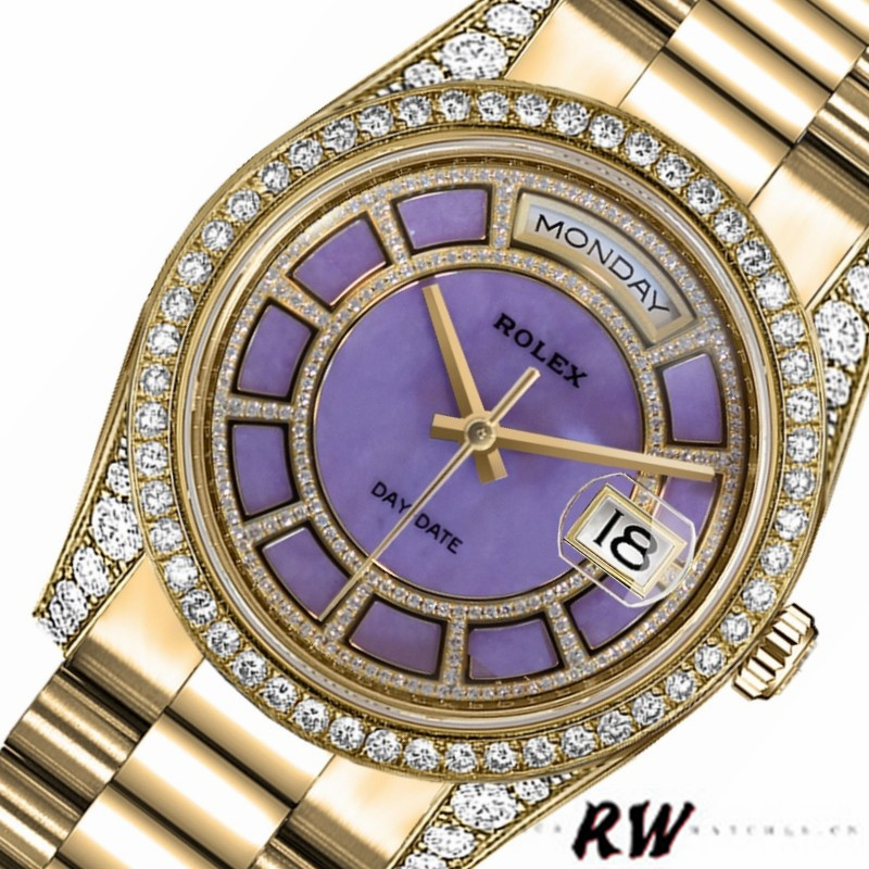 Rolex Day-Date 118388 Yellow Gold Lavender Purple Dial 36MM Unisex Replica Watch - Image 3
