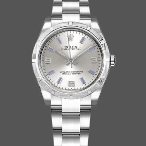 Rolex Oyster Perpetual 177210 Silver Dial Blue Hour Markers 31mm Lady Replica Watch