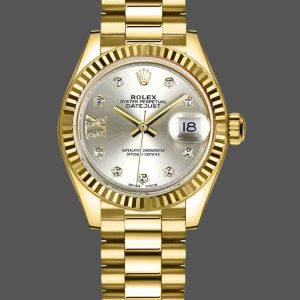 Rolex Datejust 279178 Silver Diamond Dial Fluted Bezel 28mm Lady Replica Watch