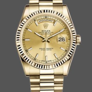 Rolex Day-Date 118238 Fluted Bezel Champagne Dial 36mm Unisex Replica Watch