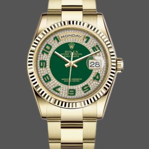 Rolex Day-Date 118238 Green Diamond Pave Dial 36mm Unisex Replica Watch
