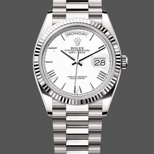 Rolex Day Date 36 White Dial Fluted Bezel White Gold m128239 0059 President Watch