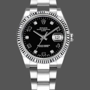 Rolex Oyster Perpetual Date 115234 Black Diamond Dial 34mm Unisex Replica Watch