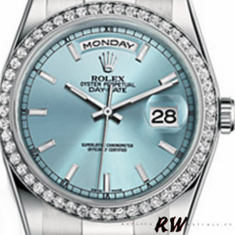 Rolex Day Date 118346 Ice Blue Dial Diamond 36mm Unisex Replica Watch - Image 2