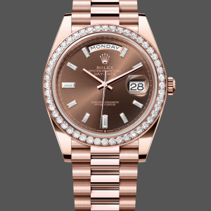 Rolex Day-Date 228345RBR Chocolate Brown Diamond Dial Diamond Bezel 40mm Mens Replica Watch