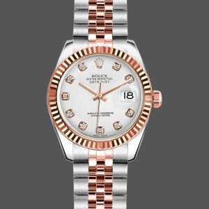 Rolex Datejust 179171 White Diamond Dial Fluted Bezel 26MM Lady Replica Watch