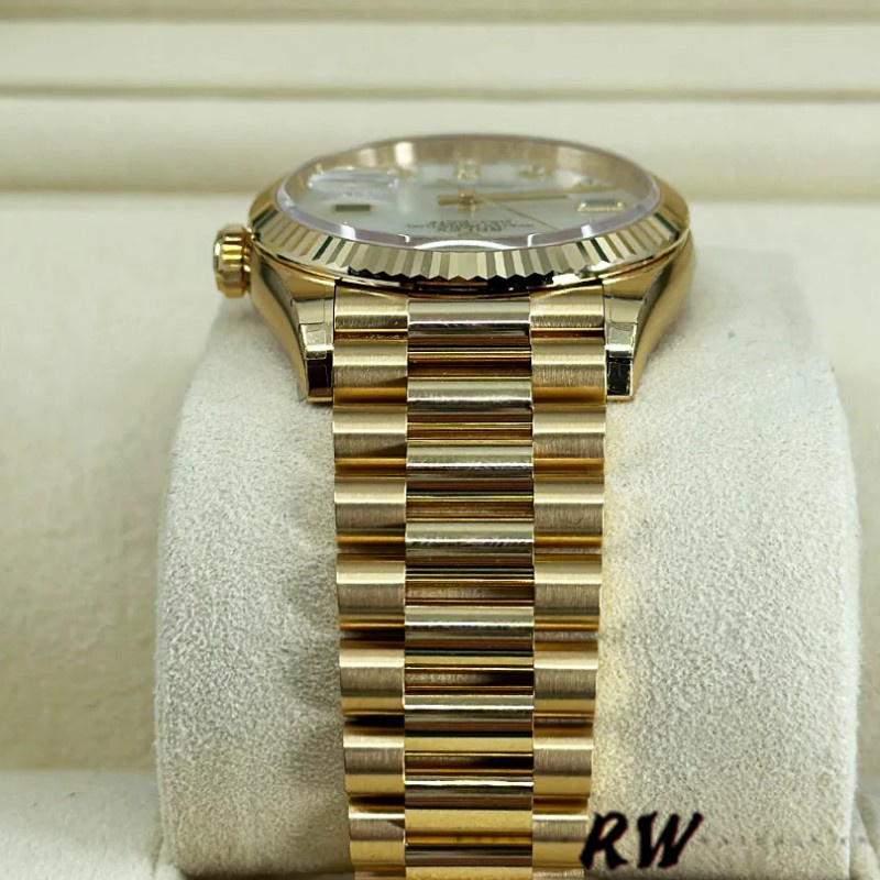 Rolex Day-Date 128238 Fluted Bezel White Mother of Pearl Dial 36MM Unisex Replica Watch - Image 5