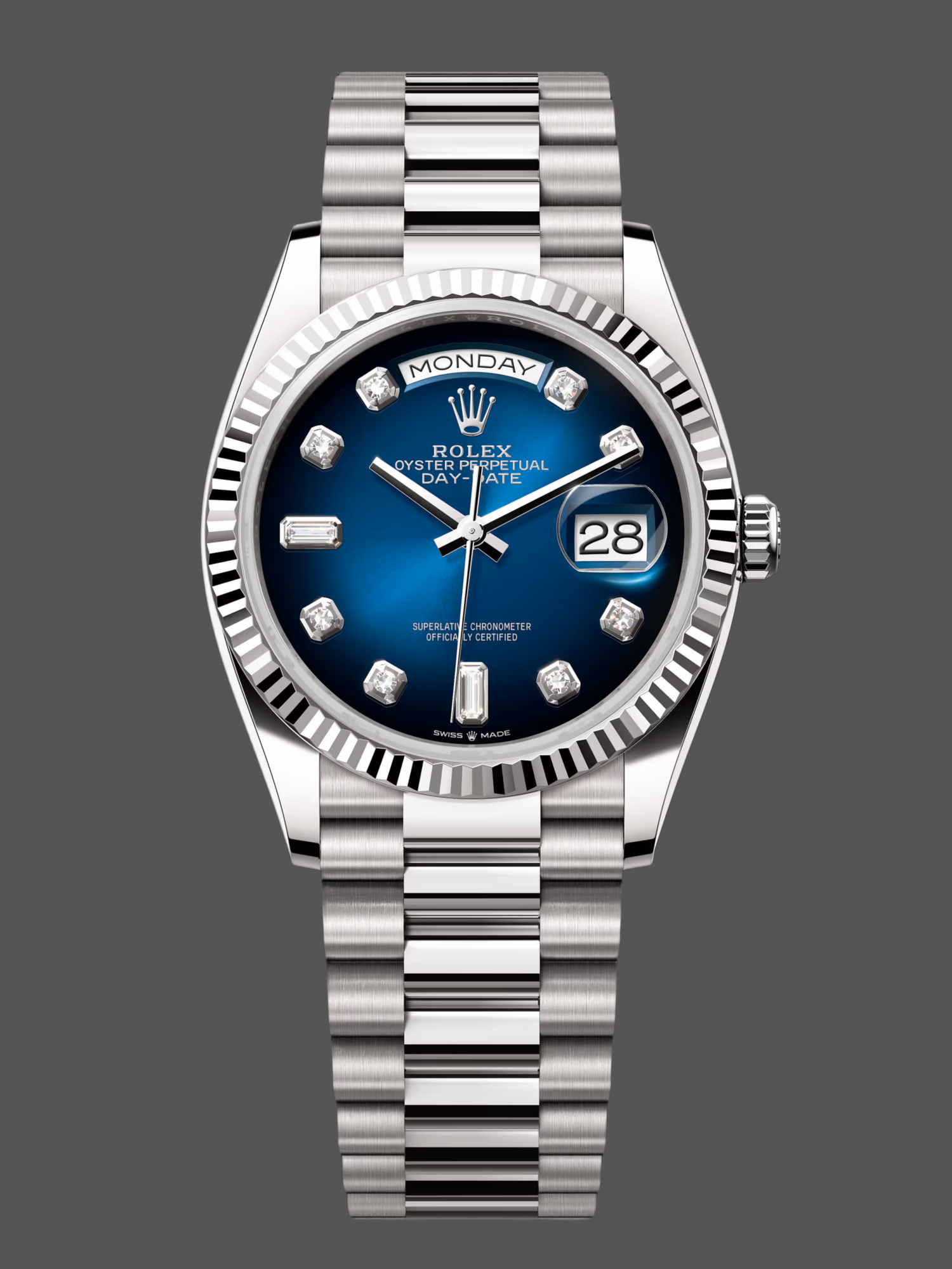 Rolex Day-Date 128239 Blue Ombre Diamond Dial 36MM Unisex Replica Watch