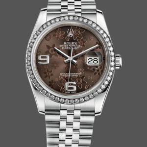 Rolex Datejust 116244 Stainless Steel Chocolate Floral Dial 36mm Unisex Replica Watch