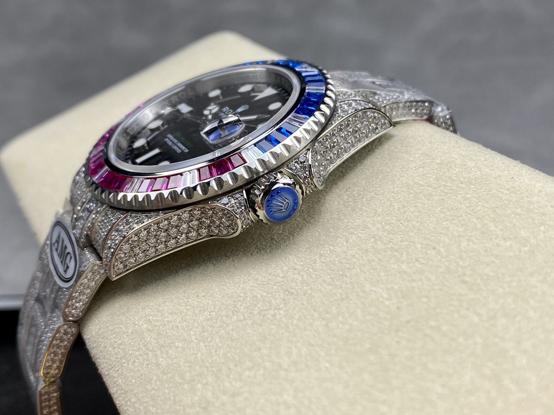 Rolex GMT Master AMG 126710BLRO 40mm With Dual Time & Sapphire Mirror Diamond Watch - Image 9
