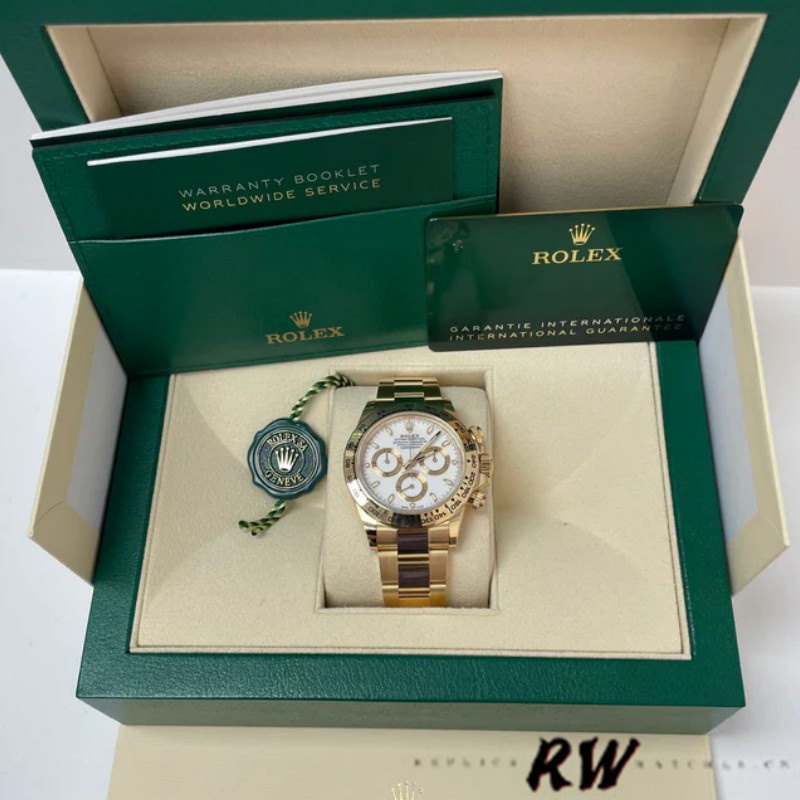 Rolex Daytona 116508 Yellow Gold White Index Dial 40MM Mens Replica Watch - Image 6