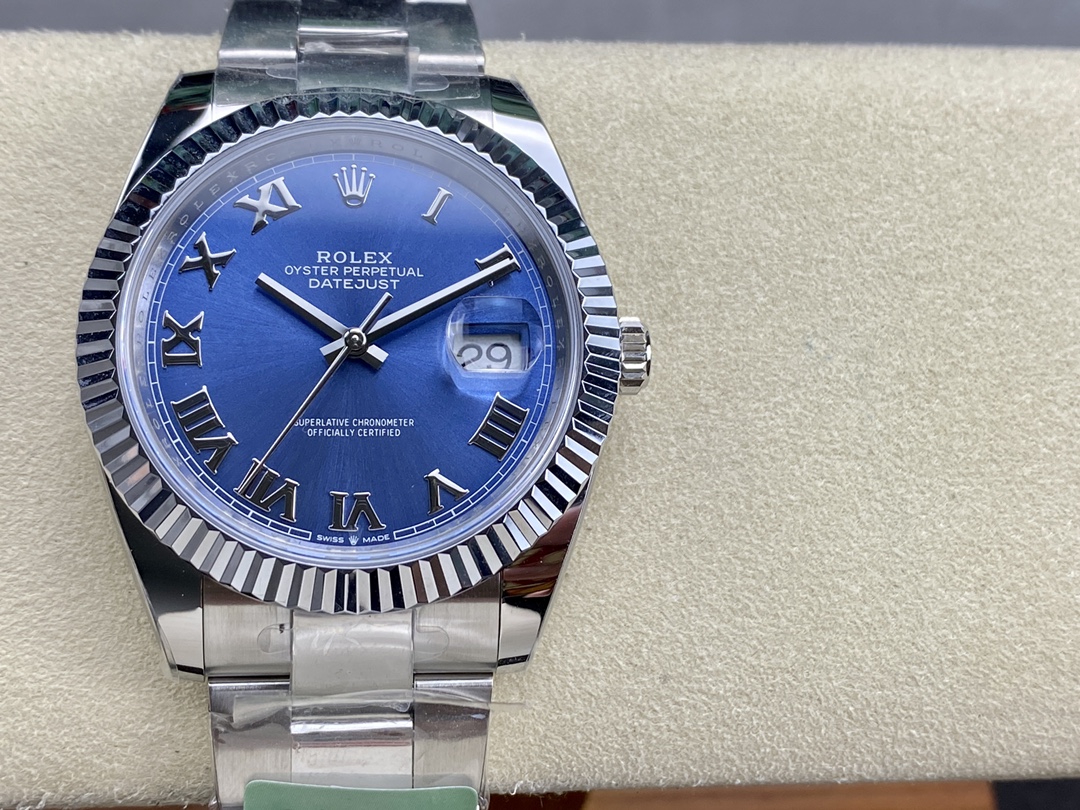 Rolex Datejust 126334 0025 Fluted Bezel Blue Roman Numeral Dial 41MM Mens Replica Watch - Image 3