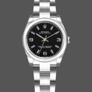 Rolex Oyster Perpetual 177200 Black Dial Blue Baton 31mm Lady Replica Watch