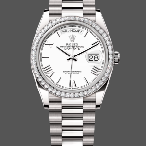 Rolex Day Date 36 White Gold Diamond Bezel White Dial m128399tbr 0019