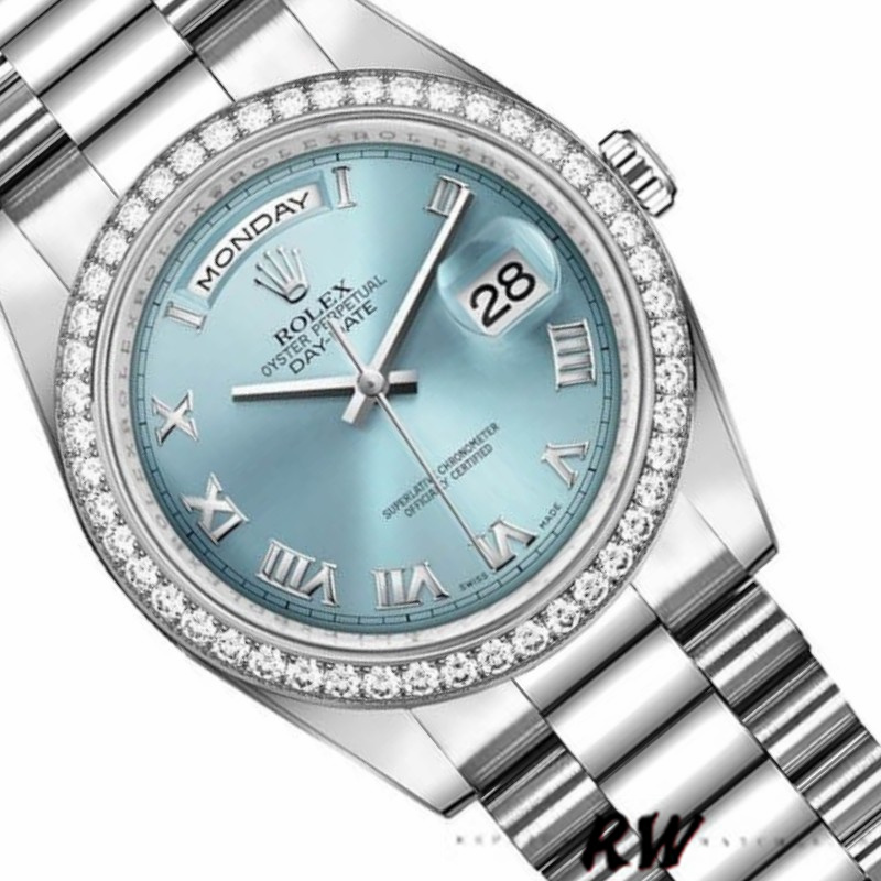 Rolex Day Date 118346 Roman Ice Blue Dial 36mm Unisex Replica Watch - Image 3