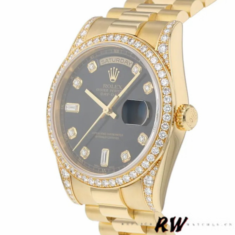 Rolex Day-Date 118388 Black Diamond Dial 36mm Unisex Replica Watch - Image 3