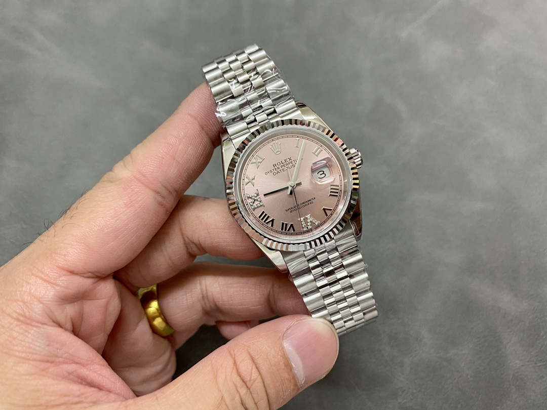 Rolex Datejust 126234 Fluted Bezel Pink Roman Dial 36MM Unisex Replica Watch - Image 6