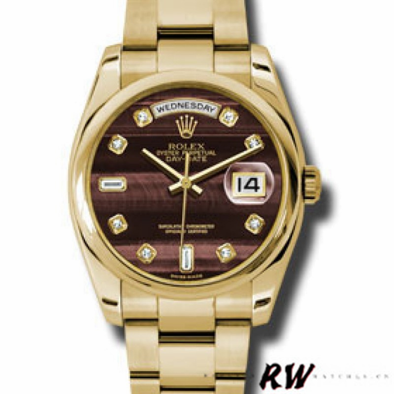 Rolex Day-Date 118208 Yellow Gold Domed 36mm Unisex Replica Watch - Image 2