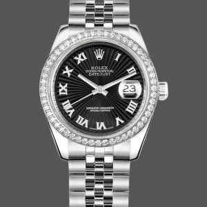 Rolex Datejust 178384 Stainless Steel Black Sunburst dial 31MM Lady Replica Watch