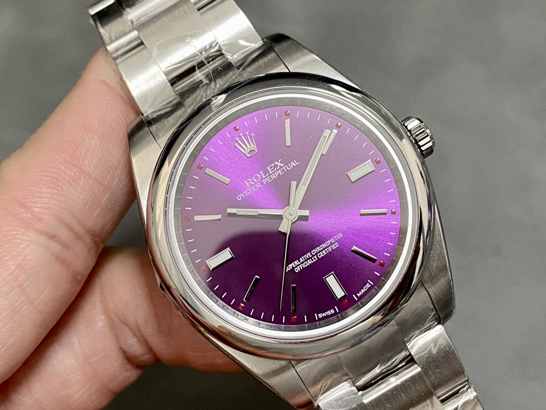 Rolex Oyster Perpetual Air-King 114200 Grape Red Index Dial 34mm Unisex Replica watch - Image 4