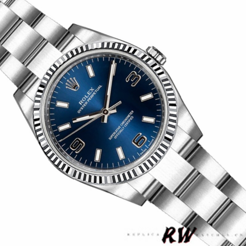 Rolex Oyster Perpetual 176234 Fluted Bezel Blue Dial 26MM Lady Replica Watch - Image 3