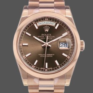 Rolex Day-Date 118205 Rose Gold Chocolate Dial 36mm Unisex Replica Watch