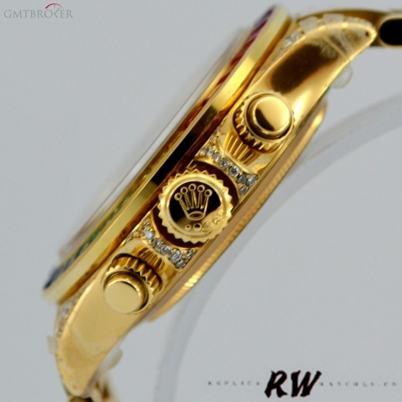 Rolex Daytona 116528 Rainbow Bezel Black Diamond Dial 40mm Mens Replica Watch - Image 4