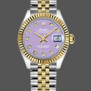 Rolex Datejust 279173 Lavender Purple Diamond Dial Fluted Bezel 28mm Lady Replica Watch