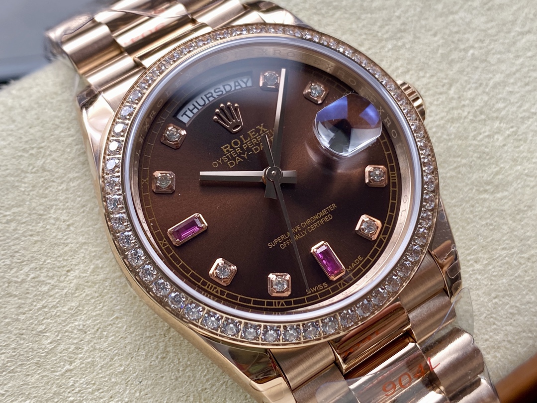 Rolex Day-Date 118235 Rose Gold Chocolate Brown Dial 36mm Unisex Replica Watch - Image 4