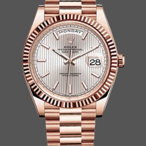 Rolex Day-Date 228235 Sundust Stripe Motif Dial Fluted Bezel 40mm Mens Replica Watch