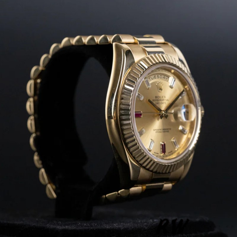 Rolex Day-Date 218238 Champagne Ruby Dial Yellow Gold 41MM Mens Replica Watch - Image 2