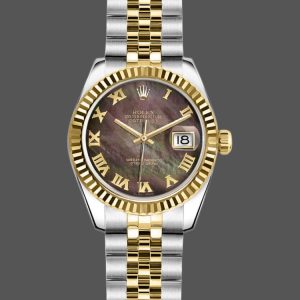 Rolex Datejust 179173 Mother Of Pearl Black Dial 26MM Lady Replica Watch