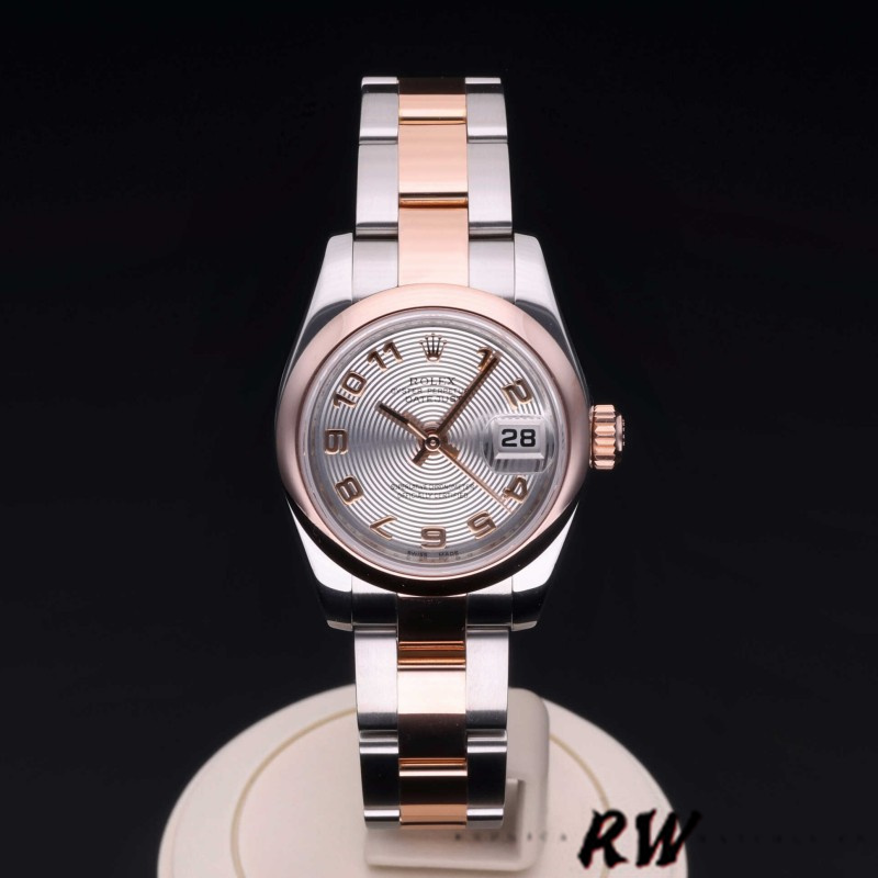 Rolex Datejust 179161 Stainless Steel and Everose Gold Concentric Circle Silver Dial 26MM Lady Replica Watch - Image 2
