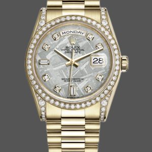 Rolex Day-Date 118388 Yellow Gold Diamond Meteorite Dial 36MM Unisex Replica Watch