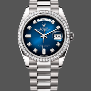 Rolex Day-Date 128349RBR 0010 Blue Ombre Dial Diamond Bezel 36MM Unisex Replica Watch