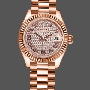 Rolex Datejust 279175 Diamond Paved Dial Fluted Bezel 28mm Lady Replica Watch