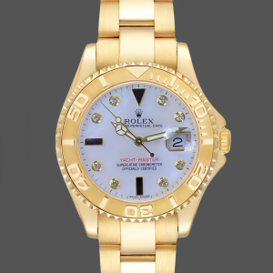 Rolex Yacht Master 168628 White Mother of Pearl Diamond Dial Yellow Gold Case 35mm Women's Watch