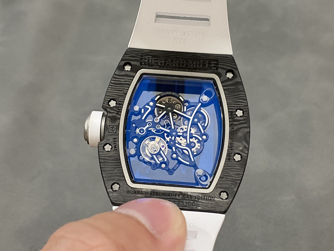 Richard Miller RM055 NTPT Carbon Fiber White Rubber Strap - Image 8