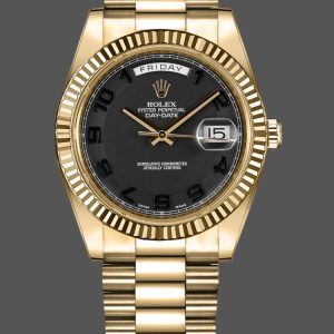 Rolex Day-Date 218238 Concentric Circle Black Dial Yellow Gold 41MM Mens Replica Watch