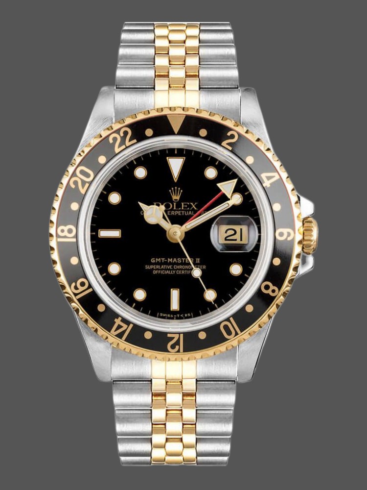 Rolex GMT-Master II 16713LN Oystersteel Yellow Gold Black Dial 40MM Mens Replica Watch