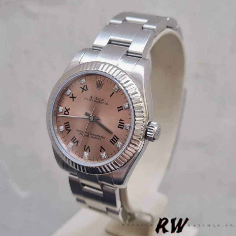 Rolex Oyster Perpetual 176234 Fluted Bezel Pink Diamond Dial 26MM Lady Replica Watch - Image 3